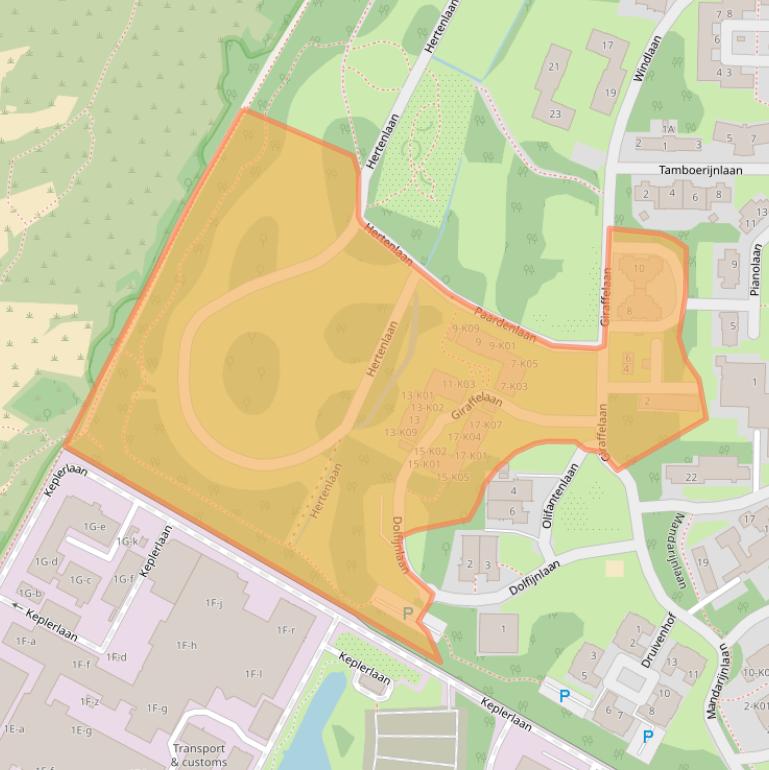 Kaart van postcodegebied 2201ZE.