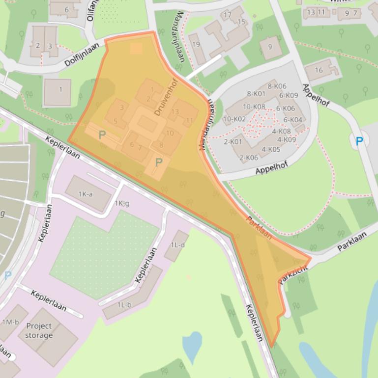 Kaart van postcodegebied 2201ZZ.