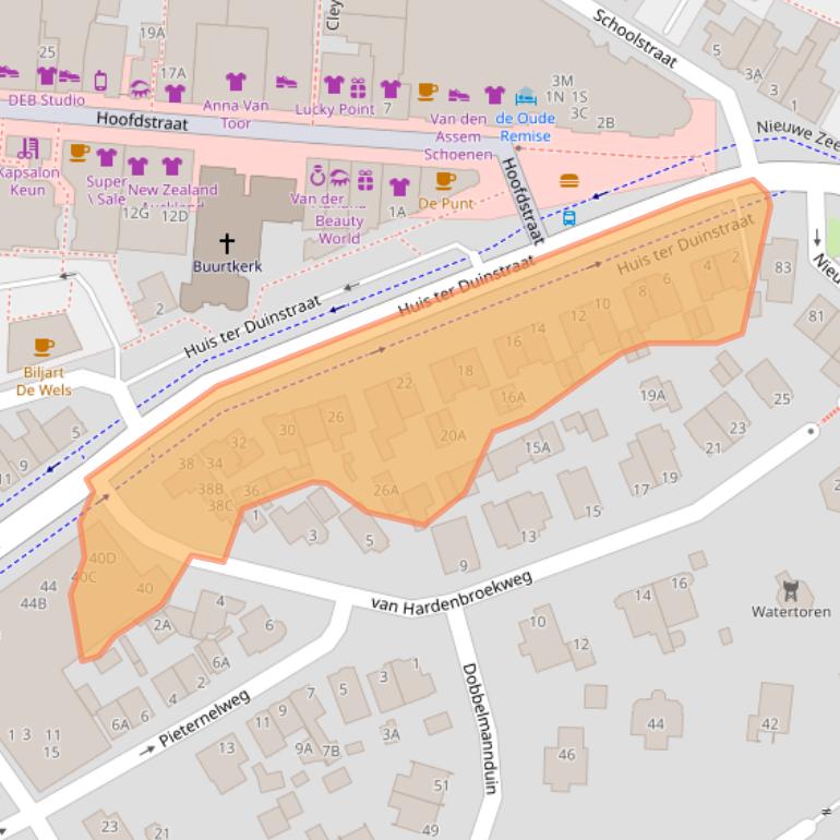 Kaart van postcodegebied 2202CT.
