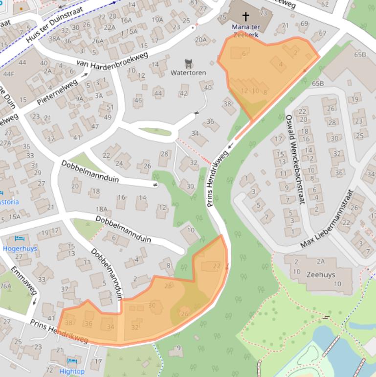 Kaart van postcodegebied 2202EB.
