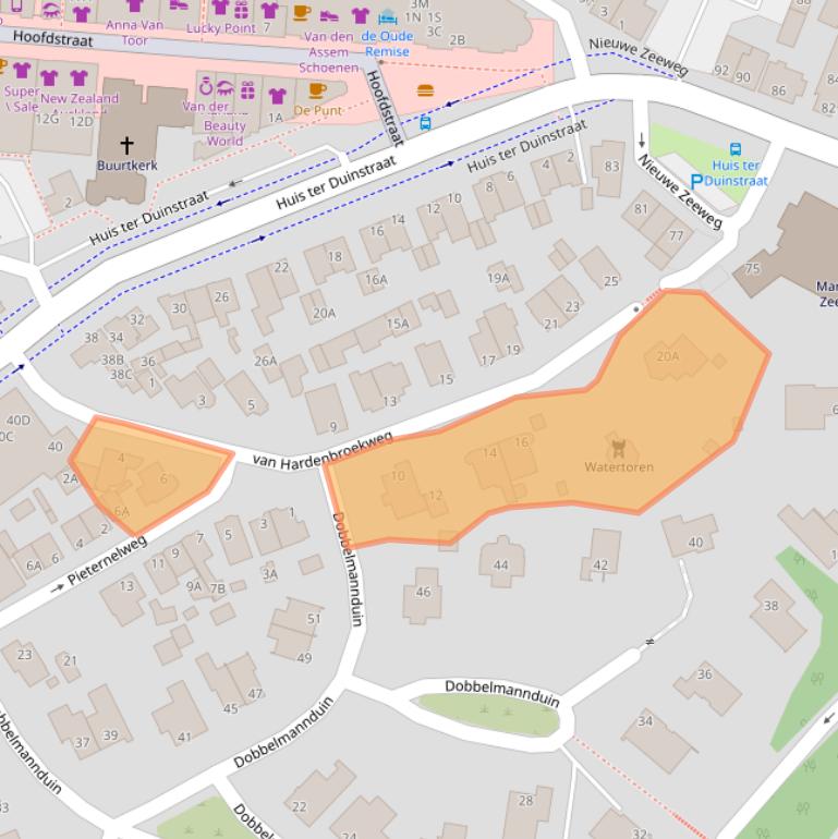 Kaart van postcodegebied 2202EE.