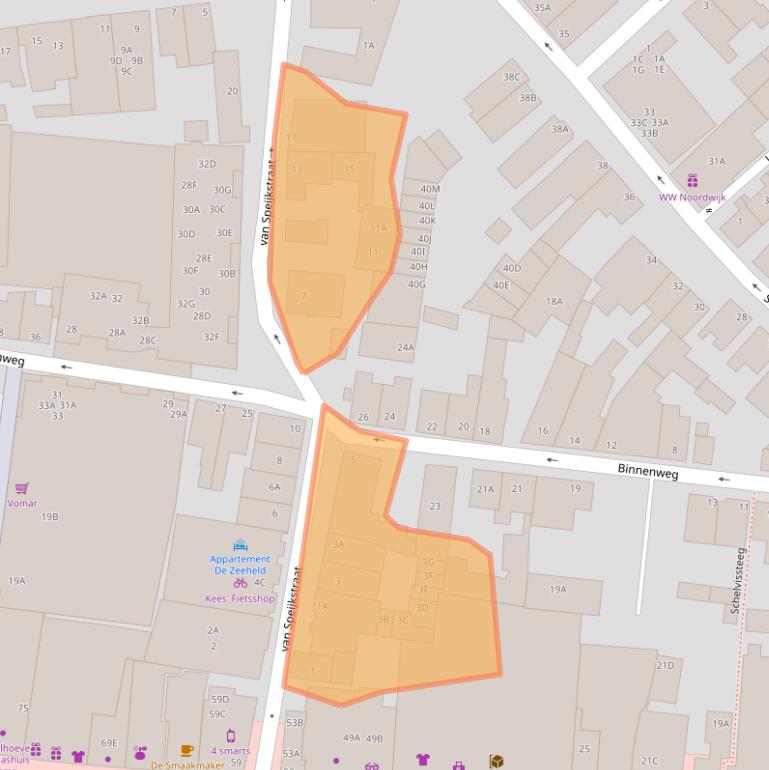 Kaart van postcodegebied 2202GJ.