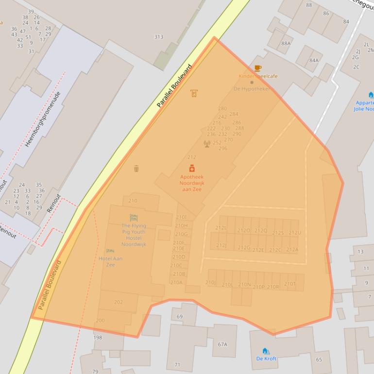 Kaart van postcodegebied 2202HT.