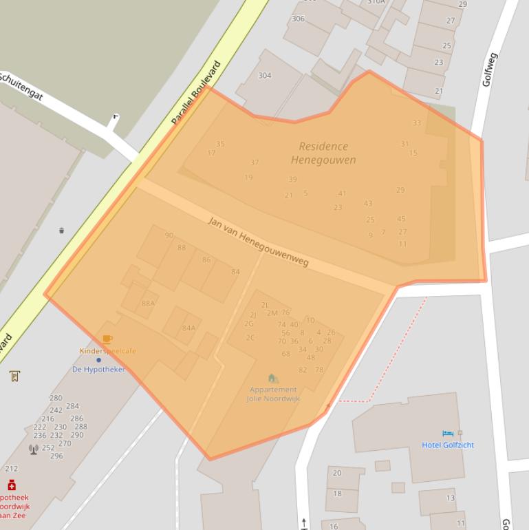 Kaart van postcodegebied 2202HZ.