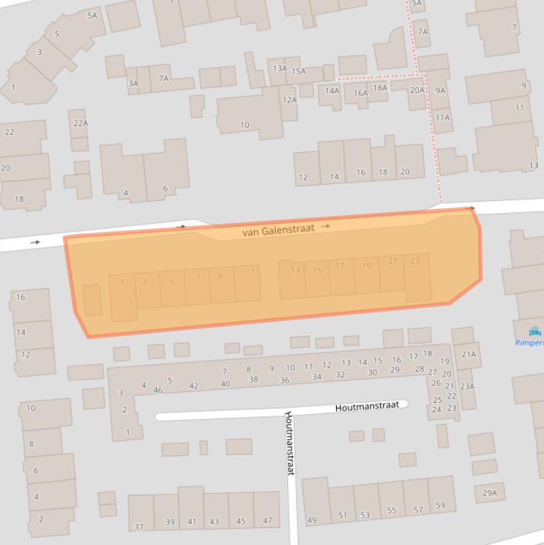 Kaart van postcodegebied 2202JN.