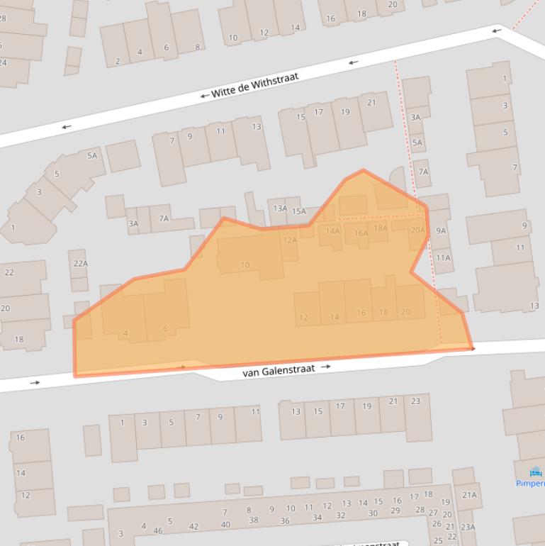 Kaart van postcodegebied 2202JP.