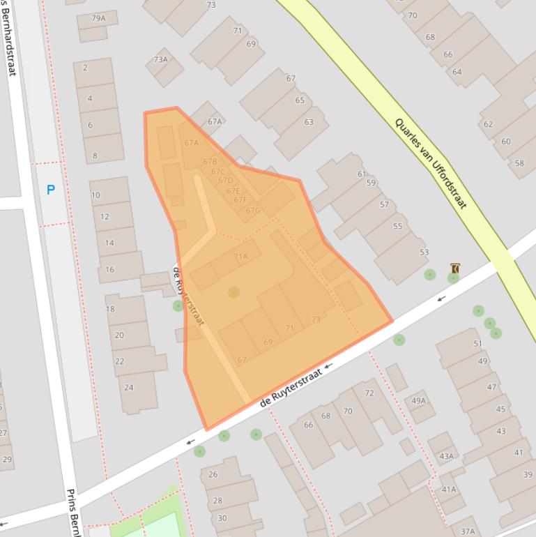 Kaart van postcodegebied 2202KJ.