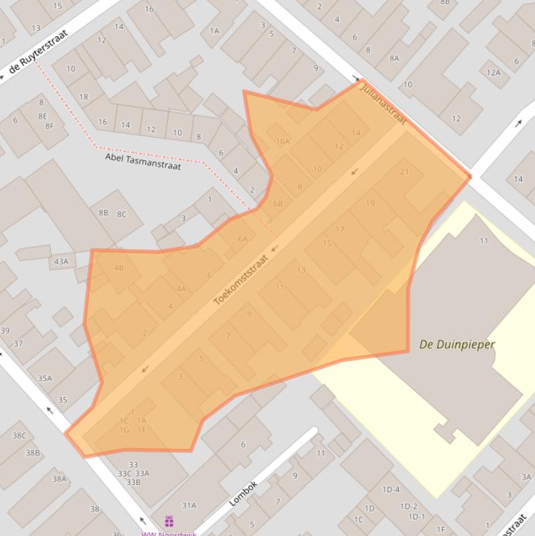 Kaart van postcodegebied 2202KN.