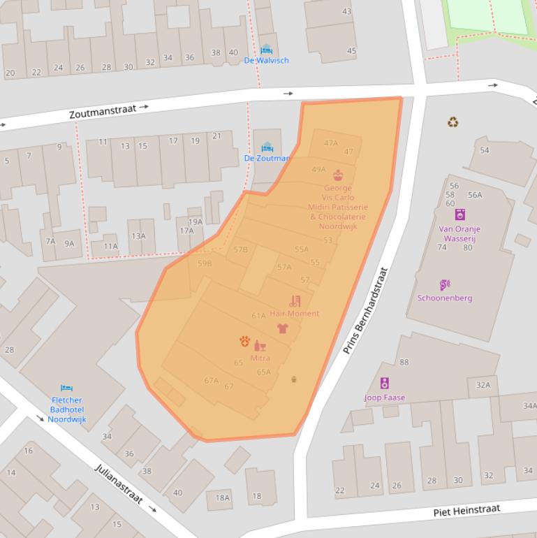 Kaart van postcodegebied 2202LG.