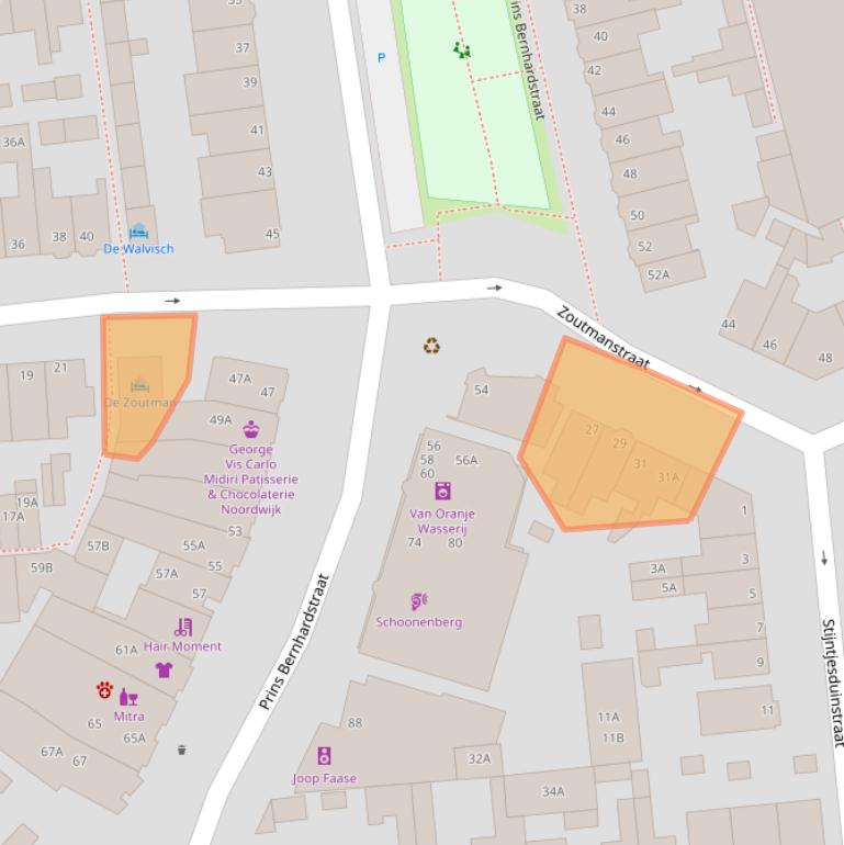 Kaart van postcodegebied 2202LL.