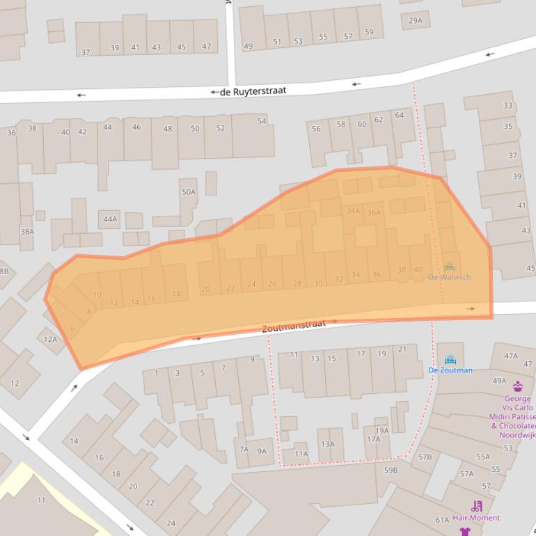 Kaart van postcodegebied 2202LN.