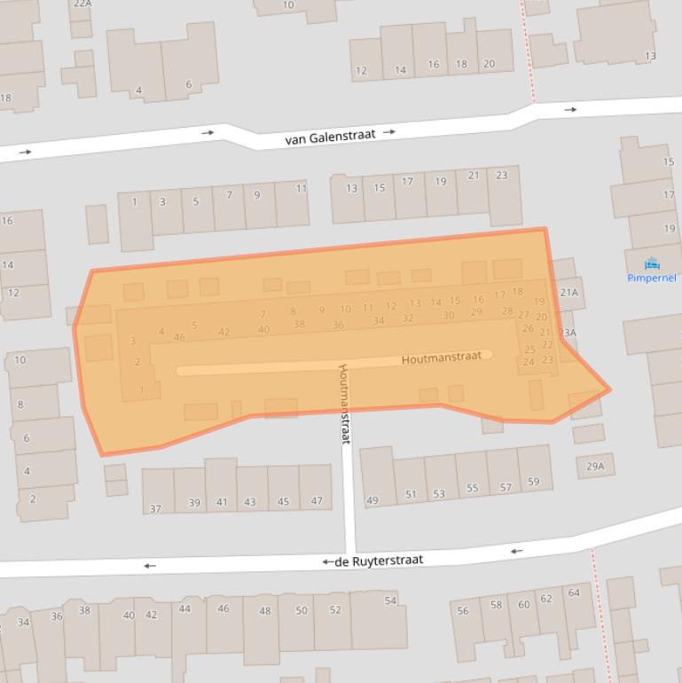 Kaart van postcodegebied 2202LT.