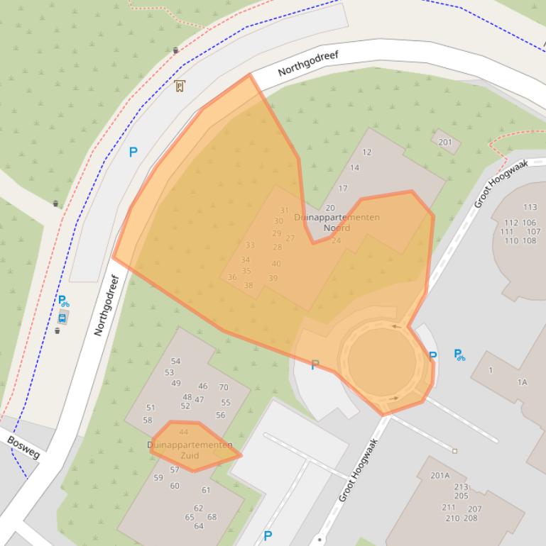 Kaart van postcodegebied 2202TJ.