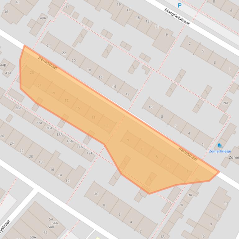 Kaart van postcodegebied 2202TR.