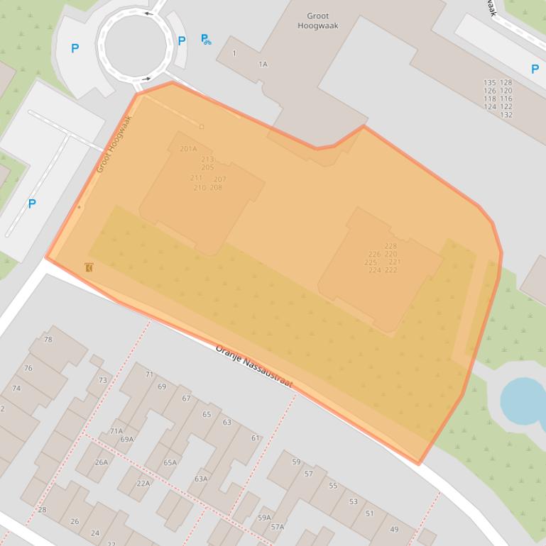 Kaart van postcodegebied 2202TZ.