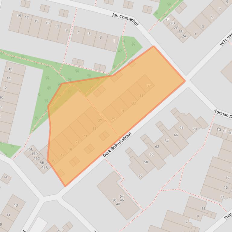 Kaart van postcodegebied 2202VE.