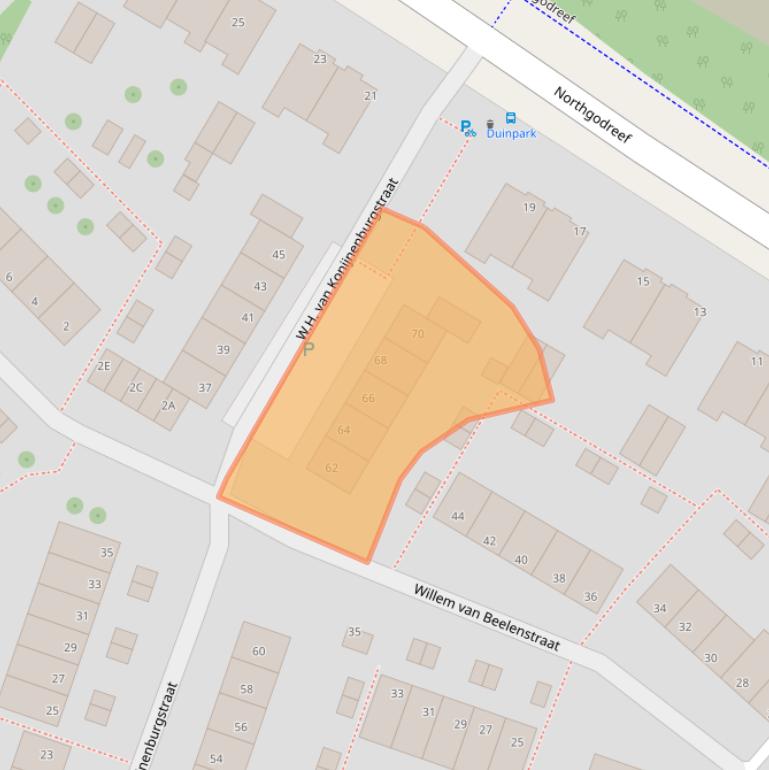 Kaart van postcodegebied 2202XR.