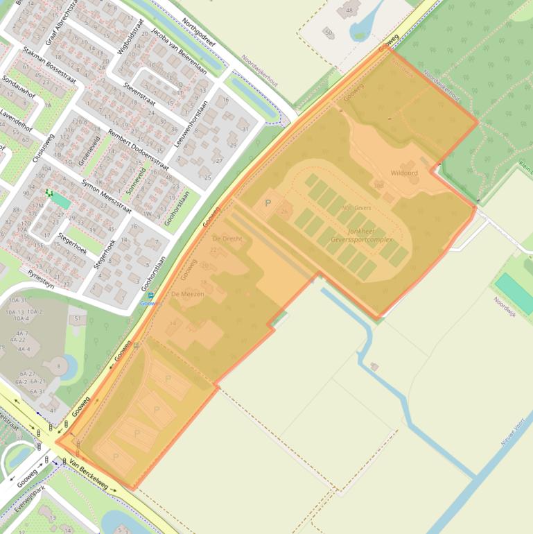 Kaart van postcodegebied 2203AB.