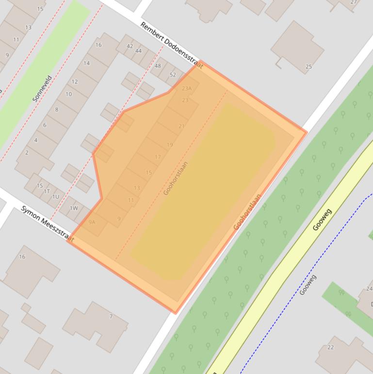 Kaart van postcodegebied 2203BB.