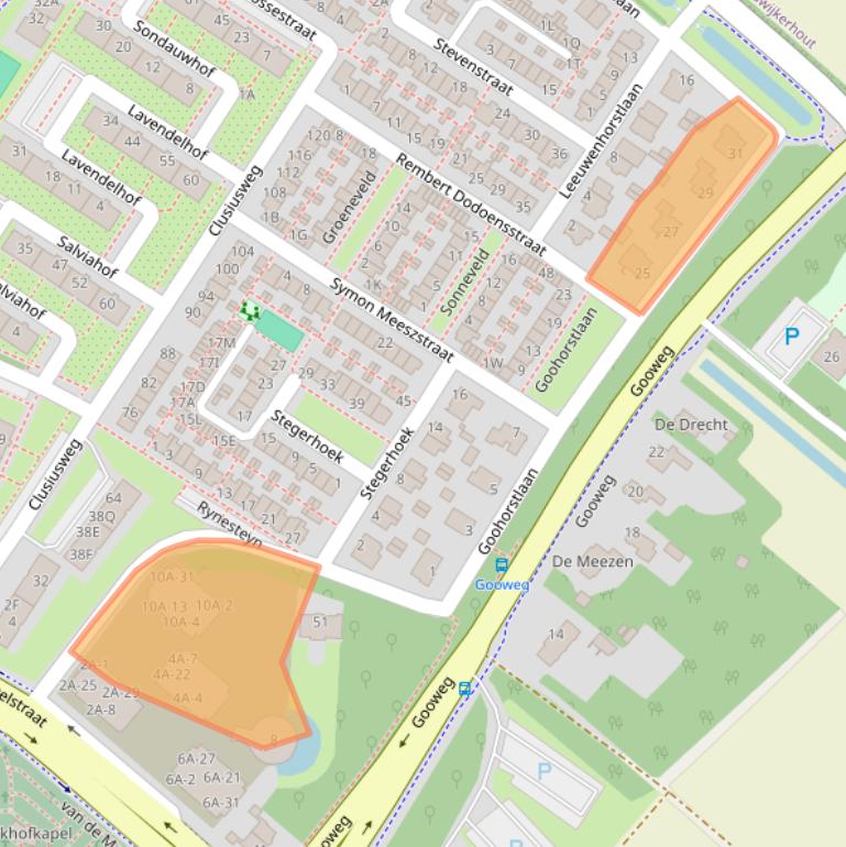 Kaart van postcodegebied 2203BC.