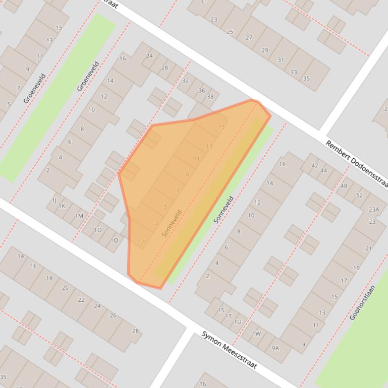 Kaart van postcodegebied 2203BG.