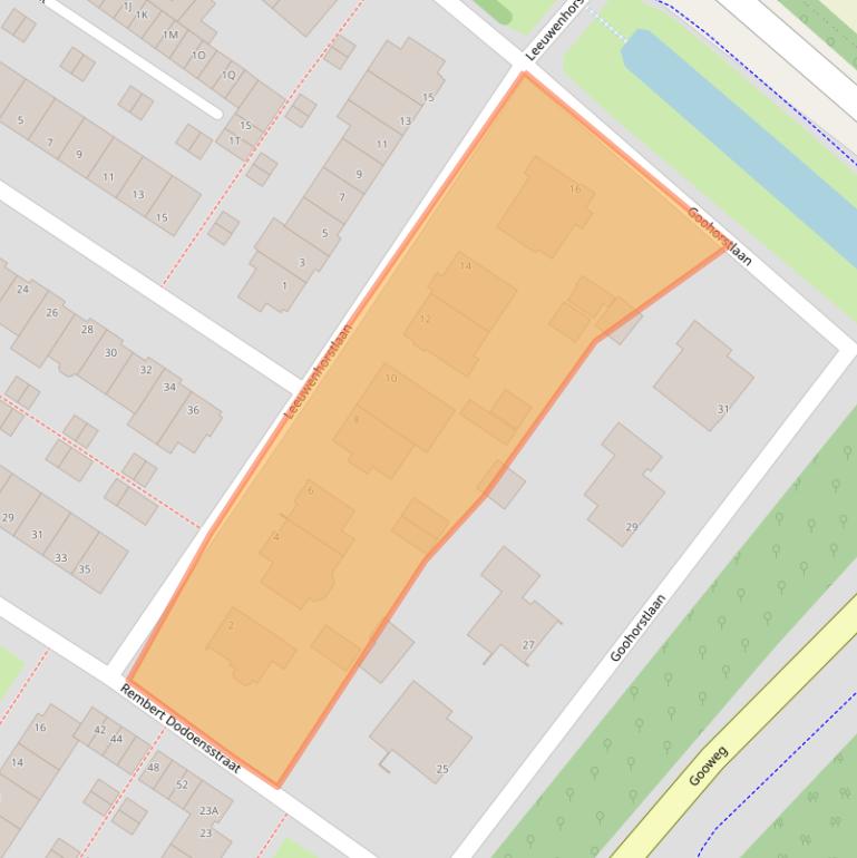 Kaart van postcodegebied 2203BK.