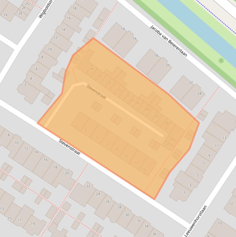 Kaart van postcodegebied 2203BS.