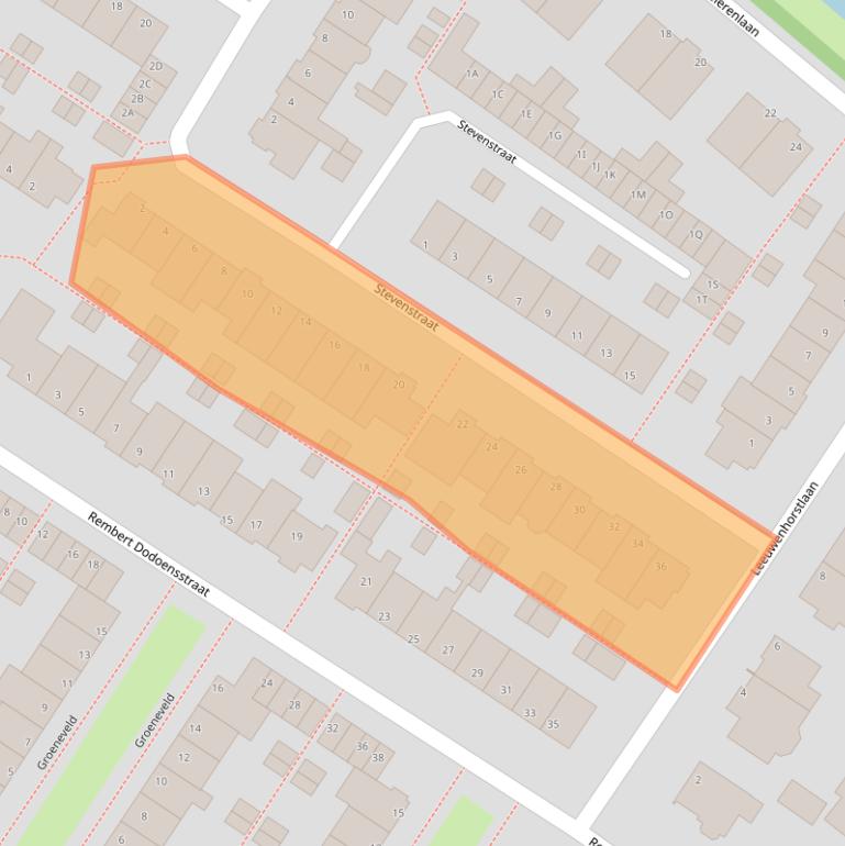 Kaart van postcodegebied 2203BT.