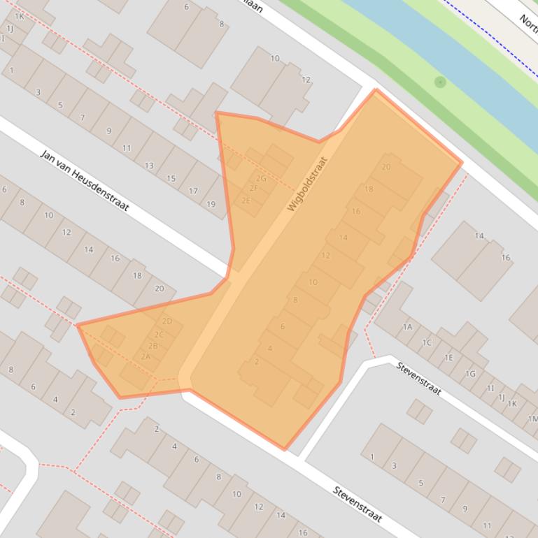 Kaart van postcodegebied 2203BV.