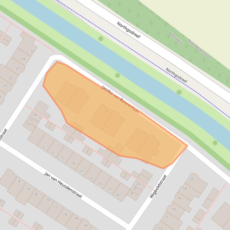 Kaart van postcodegebied 2203BW.