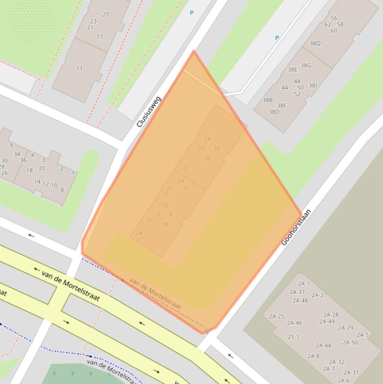 Kaart van postcodegebied 2203CB.