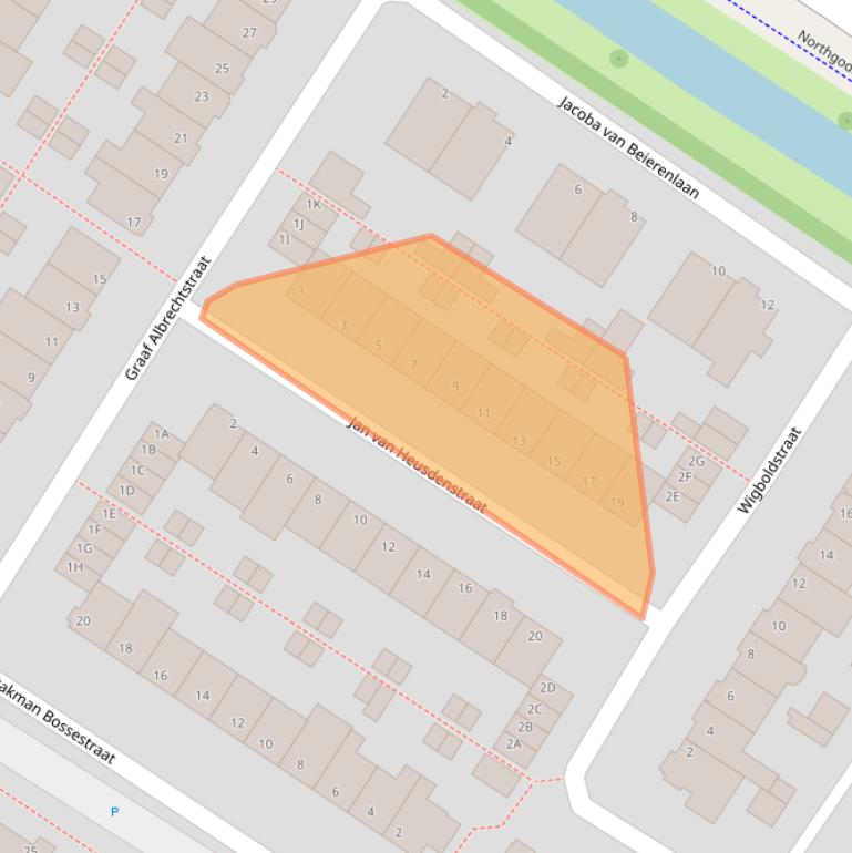 Kaart van postcodegebied 2203CH.