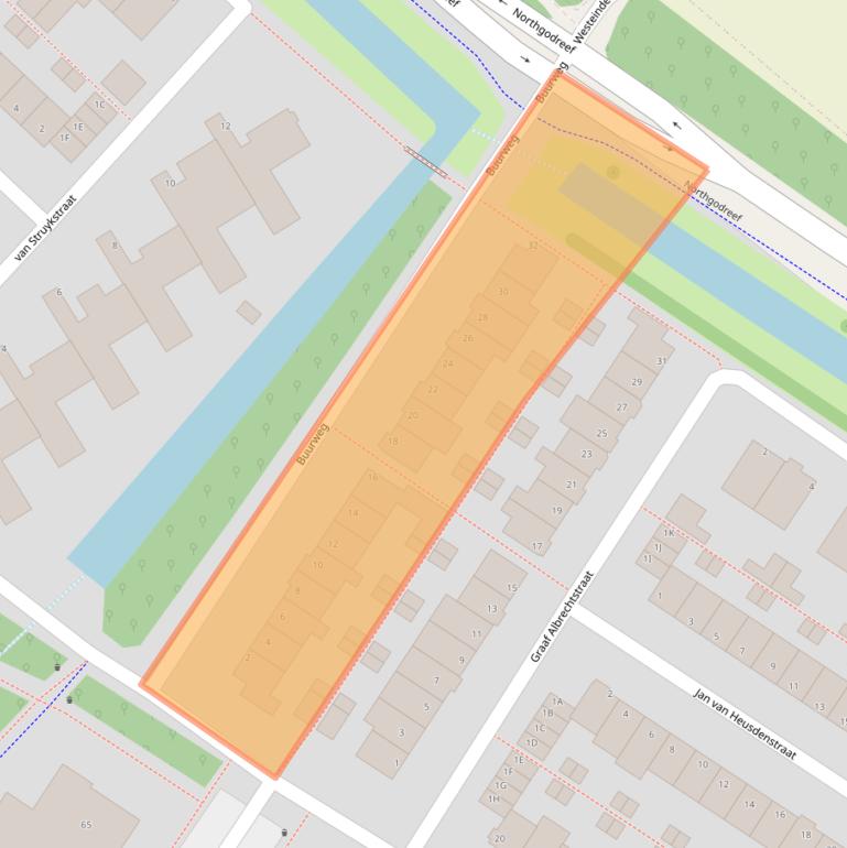 Kaart van postcodegebied 2203CL.