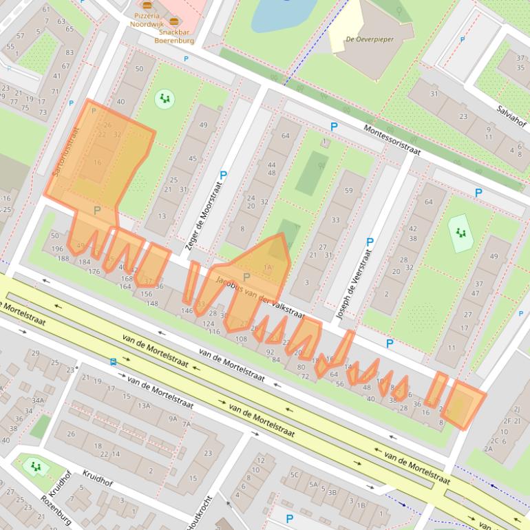 Kaart van postcodegebied 2203EW.
