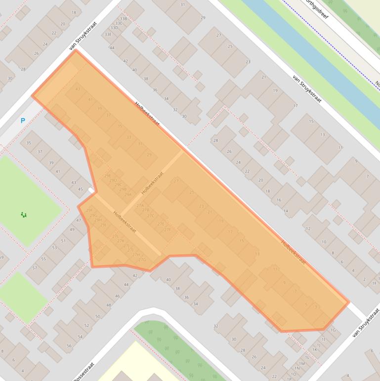 Kaart van postcodegebied 2203HA.