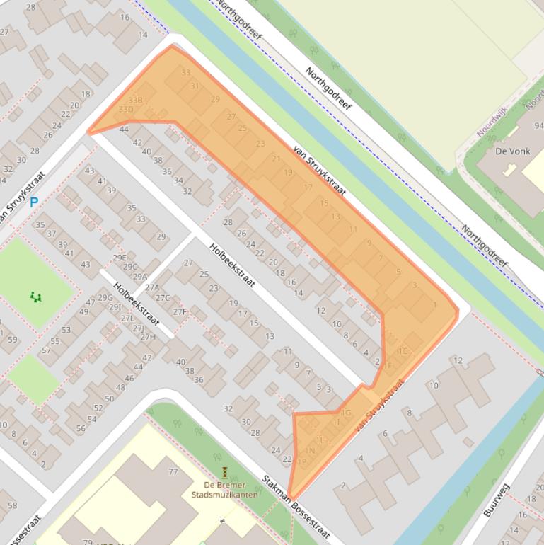 Kaart van postcodegebied 2203HC.