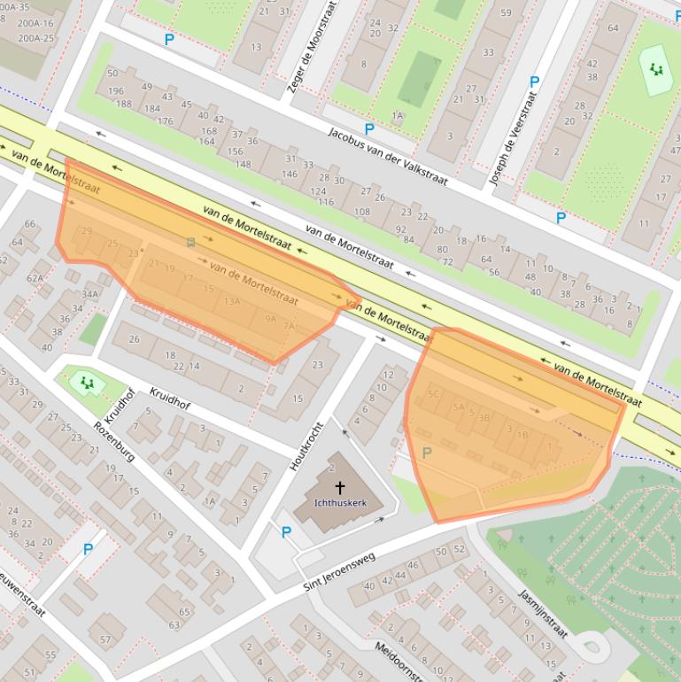 Kaart van postcodegebied 2203JA.