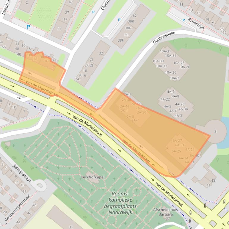 Kaart van postcodegebied 2203JD.