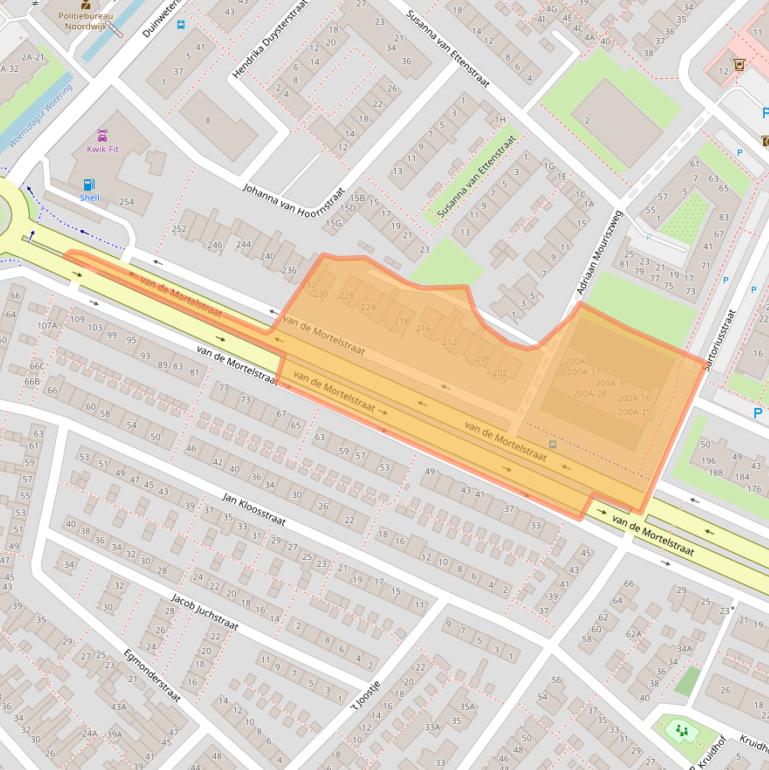 Kaart van postcodegebied 2203JL.