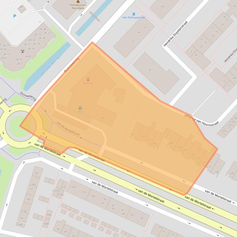 Kaart van postcodegebied 2203JM.
