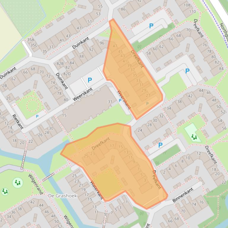 Kaart van postcodegebied 2203NX.