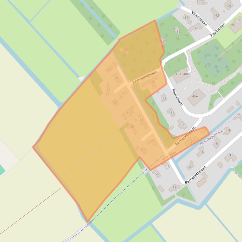 Kaart van postcodegebied 2204CC.