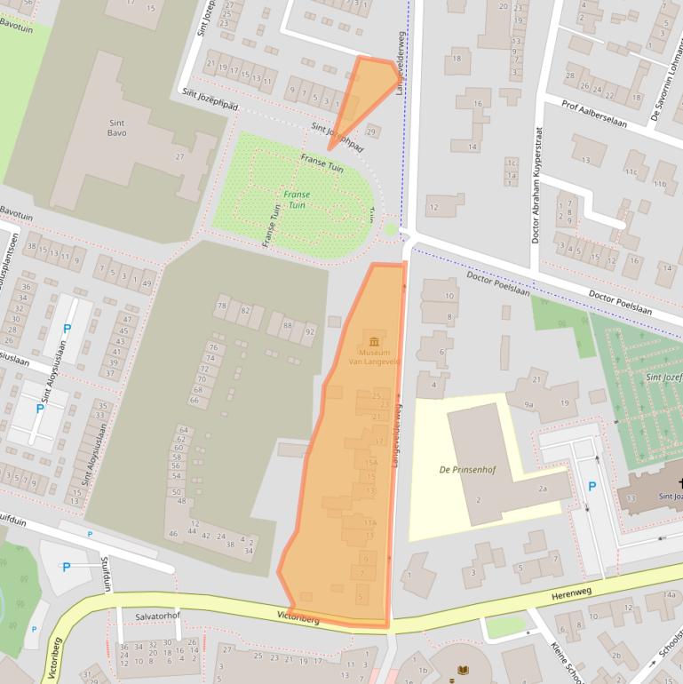 Kaart van postcodegebied 2211AA.