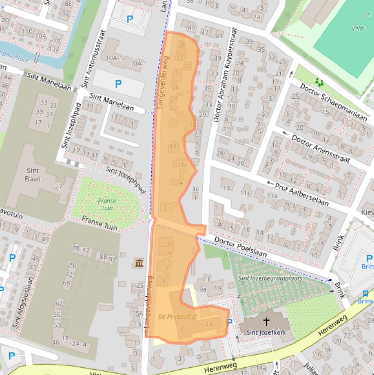 Kaart van postcodegebied 2211AH.