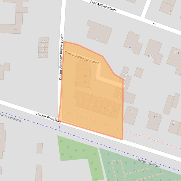 Kaart van postcodegebied 2211AK.