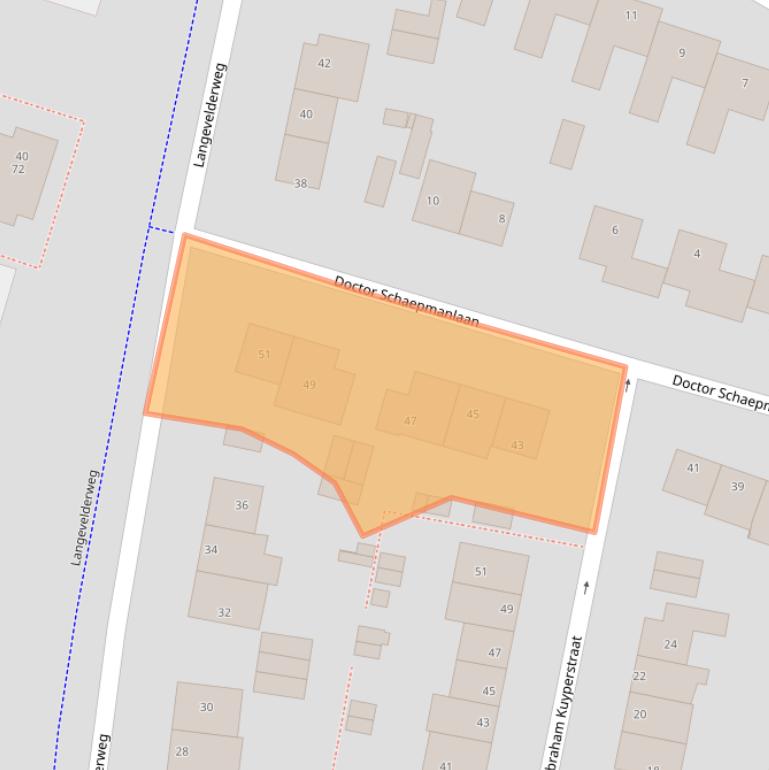 Kaart van postcodegebied 2211AT.