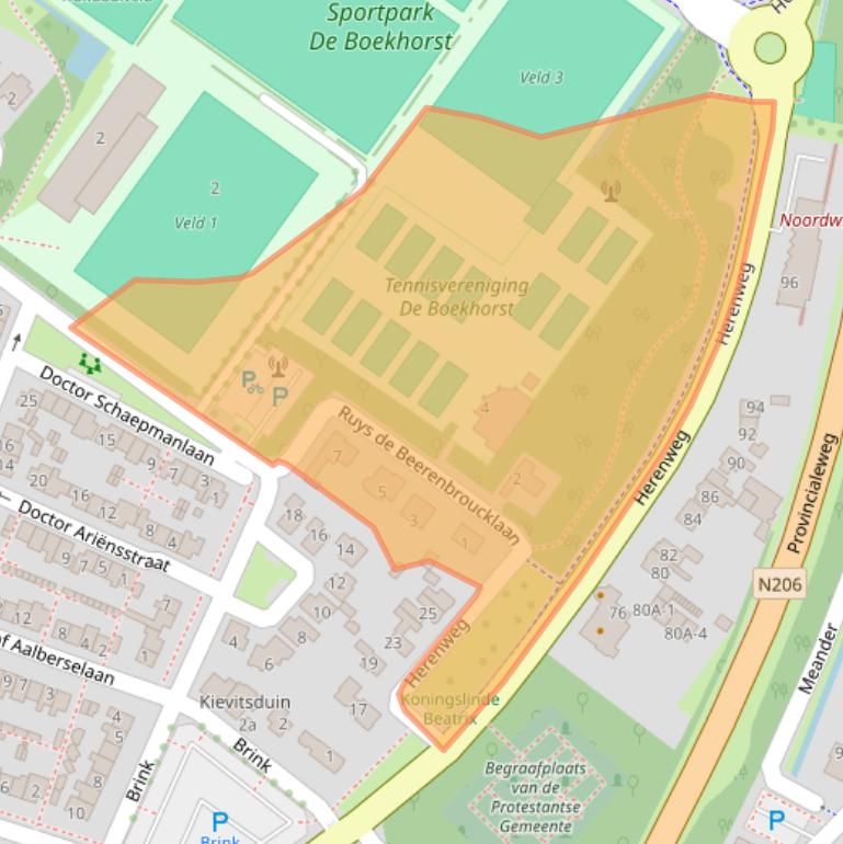 Kaart van postcodegebied 2211AW.