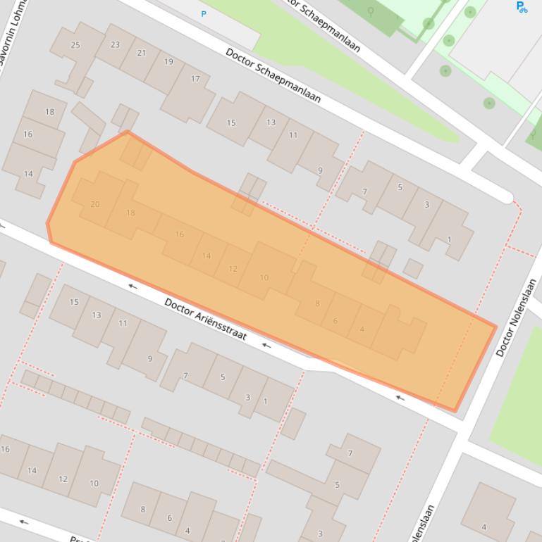 Kaart van postcodegebied 2211BB.