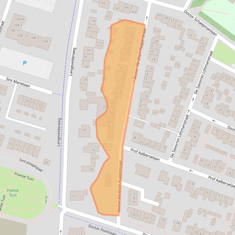 Kaart van postcodegebied 2211BD.