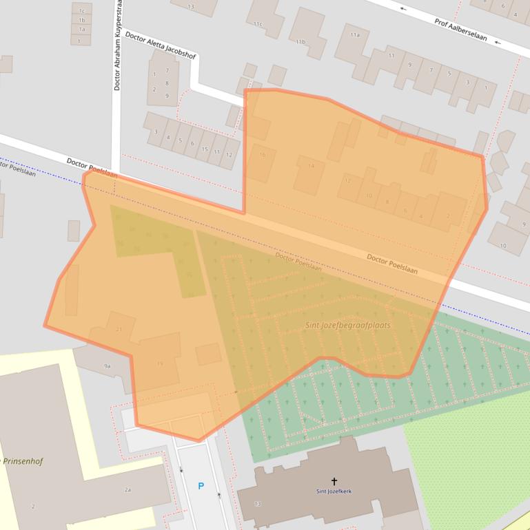 Kaart van postcodegebied 2211BJ.